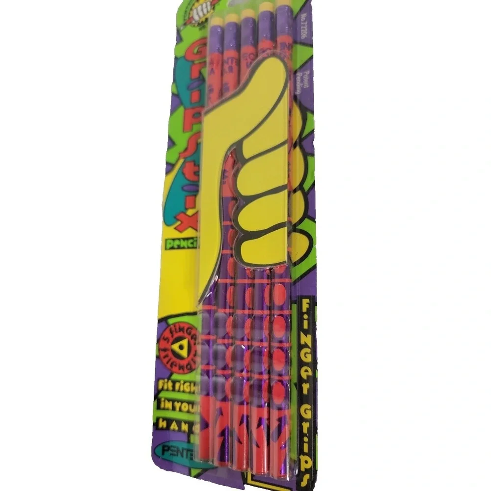 Vintage 1990 Pentech Gripstix No 2 HB Pencils 5 Pack NOS Sealed Made USA